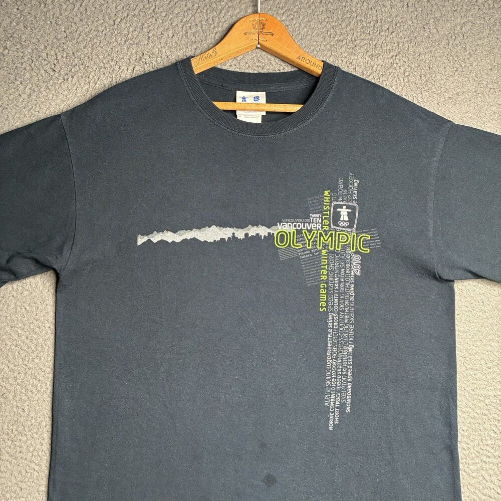 Olympic Winter Games Vancouver 2010 T-Shirt Black Official Logo Mens Medium